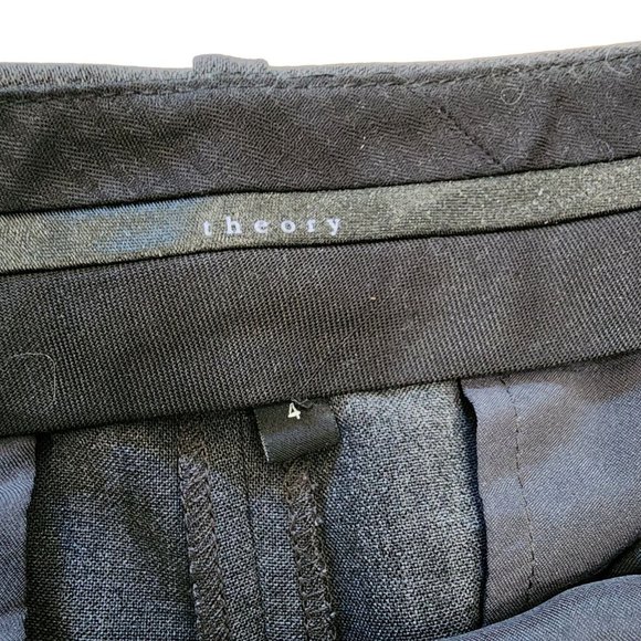 Theory Emery 2 Wool Blend Dress Pants Slacks Trousers Gray 4 EUC - Picture 4 of 4